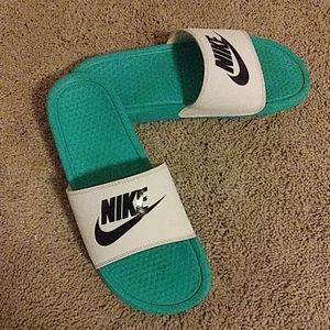 Nike slides white and blue